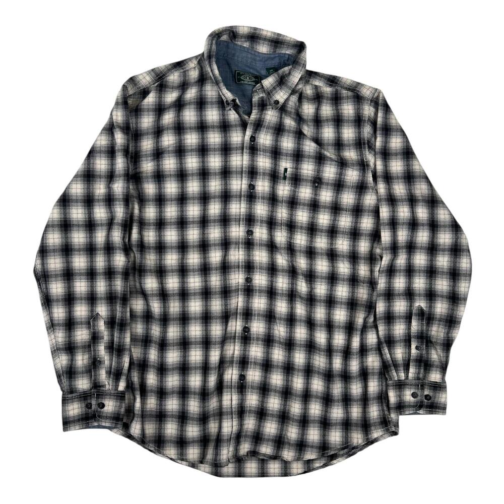 G.H. Bass & Co. Shirt Mens Large Gray Plaid Flannel Long Sleeve Button Front